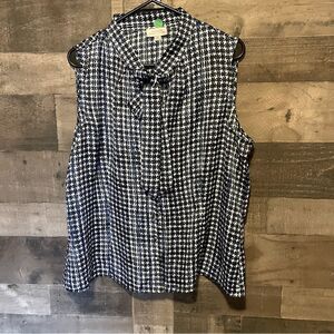 TAHARI blue/black tie sleeveless top, Sz XL